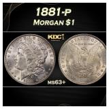 1881-p Morgan Dollar $1 Grades ms63+