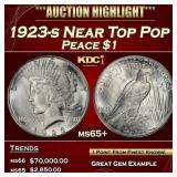 1923-s Peace Dollar Near Top Pop $1 ms65+ SEGS