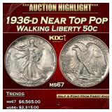 1936-d Walking Liberty Half Dollar Near Top Pop 50