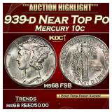 1939-d Mercury Dime Near Top Pop! 10c ms68 FSB SEG