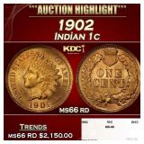 1902 Indian Cent . 1c ms66 rd SEGS