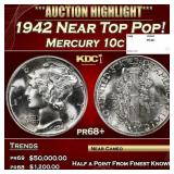 1942 Proof Mercury Dime Near Top Pop! 10c pr68+ SE