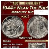 1944-p Mercury Dime Near Top Pop! 10c ms67+ fsb SE