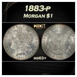 1883-p Morgan Dollar $1 Grades ms63+