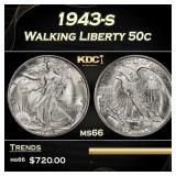1943-s Walking Liberty Half Dollar 50c Grades ms66