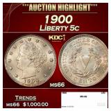 1900 Liberty Nickel 5c ms66 SEGS