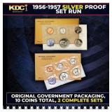 1956 & 1957 Silver Proof Sets 10 Coins In Original