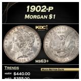 1902-p Morgan Dollar $1 Grades ms63+