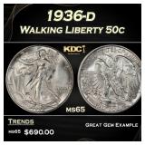 1936-d Walking Liberty Half Dollar 50c Grades ms65
