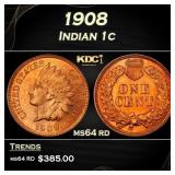 1908 Indian Cent . 1c Grades ms64 rd