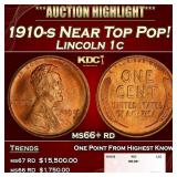 1910-s Lincoln Cent Near Top Pop! 1c ms66+ rd SEGS