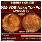 1909 VDB Lincoln Cent Near Top Pop! 1c ms67+ rd SE