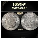 1890-p Morgan Dollar $1 Grades ms62