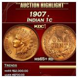 1907 Indian Cent . 1c ms65+ rd SEGS