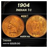 1904 Indian Cent . 1c Grades ms64 rd