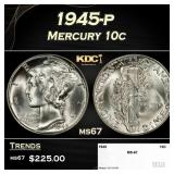 1945-p Mercury Dime 10c ms67 SEGS