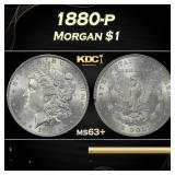 1880-p Morgan Dollar $1 Grades ms63+