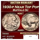 1930-p Buffalo Nickel Near Top Pop 5c ms66+ SEGS