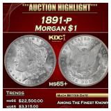 1891-p Morgan Dollar $1 ms65+ SEGS