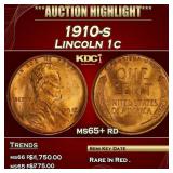 1910-s Lincoln Cent 1c ms65+ rd SEGS