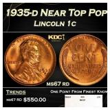 1935-d Lincoln Cent Near Top Pop 1c ms67 rd SEGS