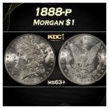 1888-p Morgan Dollar $1 Grades ms63+