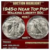 1945-d Walking Liberty Half Dollar Near Top Pop 50