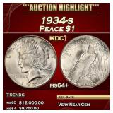 1934-s Peace Dollar $1 ms64+ USCG
