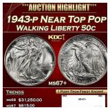 1943-p Walking Liberty Half Dollar Near Top Pop 50