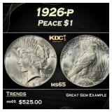 1926-p Peace Dollar $1 Grades ms65