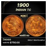 1900 Indian Cent . 1c Grades ms65 rd
