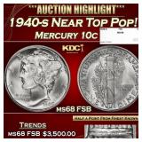 1940-s Mercury Dime Near Top Pop! 10c ms68 FSB SEG