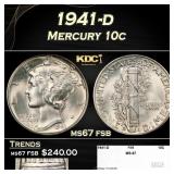 1941-d Mercury Dime 10c ms67 fsb SEGS