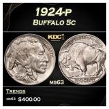 1924-p Buffalo Nickel 5c Grades ms63