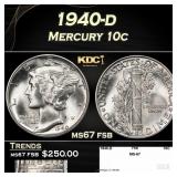 1940-d Mercury Dime 10c ms67 fsb SEGS