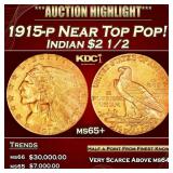 1915-p Gold Indian Quarter Eagle Near Top Pop! $2