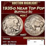 1935-d Buffalo Nickel Near Top Pop 5c ms67 SEGS