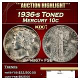 1936-s Mercury Dime Toned 10c ms67+ FSB SEGS