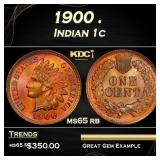 1900 Indian Cent . 1c Grades ms65 rb