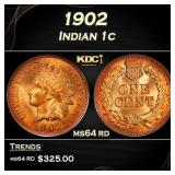 1902 Indian Cent . 1c Grades ms64 rd