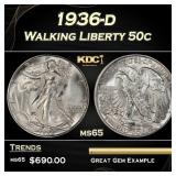 1936-d Walking Liberty Half Dollar 50c Grades ms65