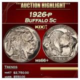 1926-p Buffalo Nickel 5c ms66+ SEGS