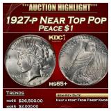 1927-p Peace Dollar Near Top Pop $1 ms65+ SEGS