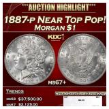 1887-s Morgan Dollar Toned Near Top Pop $1 ms66+ S