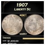 1907 Liberty Nickel 5c ms65+ SEGS