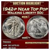 1942-p Walking Liberty Half Dollar Near Top Pop 50