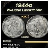 1944-d Walking Liberty Half Dollar 50c ms66+ SEGS