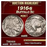 1916-s Buffalo Nickel 5c ms65 SEGS