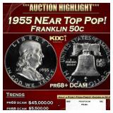 1955 Proof Franklin Half Dollar NEar Top Pop! 50c