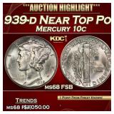 1939-d Mercury Dime Near Top Pop! 10c ms68 FSB SEG